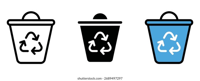 Vector de icono de papelera de reciclaje. sostenibilidad, símbolo ecológico. Ilustración vectorial.