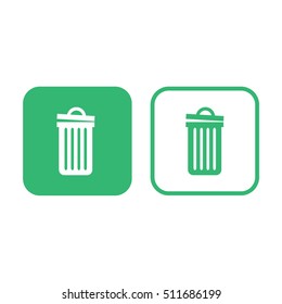Recycle bin icon vector. Trash can icon. Green and white