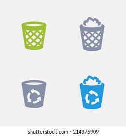 Recycle Bin Icons. Granite Series. Simple glyph stile icons in 4 versions. The icons are designed at 32x32 pixels.