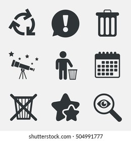 Recycle bin icons. Reuse or reduce symbol.