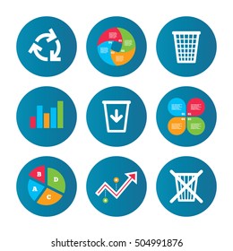 Recycle bin icons. Reuse or reduce symbol.