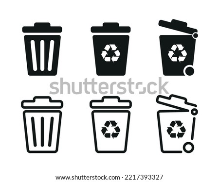 Recycle Bin Icons Set In Flat Style Vector Illustration. Trash Can, Dustbin, Delete, Bin Symbols