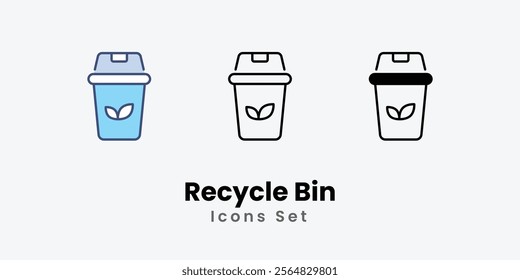 Recycle Bin Icons thin line and glyph vector icon stock illustration