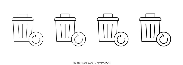 Vetor De Ícones Da Lixeira Definido Em Um Estilo De Linha De Traçado Diferente