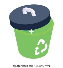 Recycle bin isometric vector design

