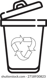 Ilustração do vetor de arte da linha da lixeira