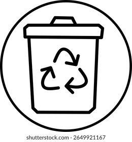recycle bin line icon in circle. Ecology and environment icon theme line in circle