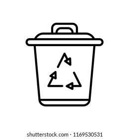 Recycle bin line icon isolated on white background. Outline thin clean pollution environmental vector.