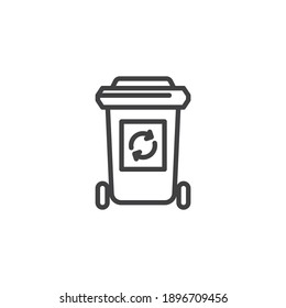 Recycle bin line icon. linear style sign for mobile concept and web design. Wheelie bin outline vector icon. Symbol, logo illustration. Vector graphics