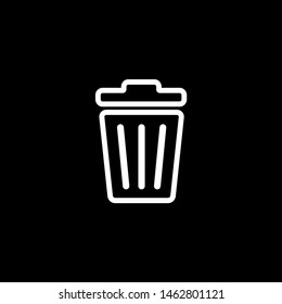 Recycle Bin Line Icon On Black Background. Black Flat Style Vector Illustration.