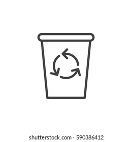 Recycle Bin line icon, outline vector sign, linear style pictogram isolated on white. Delete symbol, logo illustration. Editable stroke. Pixel perfect