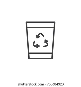 Recycle bin line icon, outline vector sign, linear style pictogram isolated on white. Trash symbol, logo illustration. Editable stroke