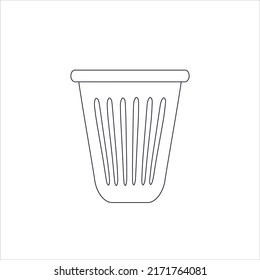 Recycle Bin Line Icon Vector. Garbage, Waste Bin Outline Icon, Trash Can Line Drawing, Office Garbage Outline Isolated Vector Illustration 