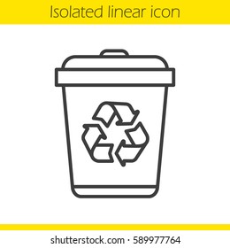 Recycle bin linear icon. Dustbin thin line illustration. Wastebasket contour symbol. Vector isolated outline drawing
