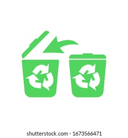 Recycle Bin, Litter Bin, Ecological Recycle Bin Or Trash Can. Icon Isolated White Background. EPS 10 Vector.