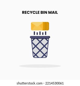 Recycle Bin Mail flat icon. Vector illustration on white background.