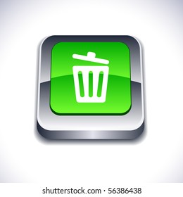 Recycle bin metallic 3d vibrant square icon.