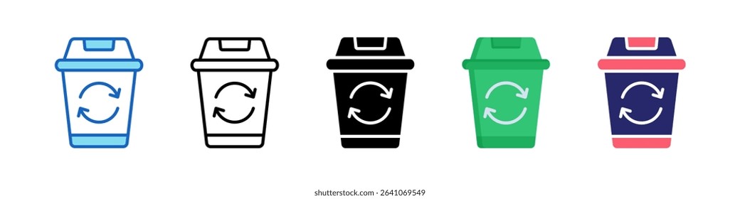 Recycle Bin Multiple Style Icon Set Collection.