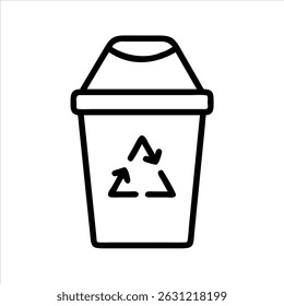 Recycle bin object icon modern art design black and white with bold outline 