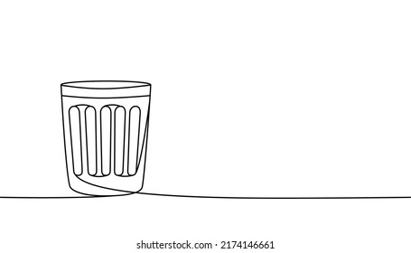 Recycle Bin One Line Continuous Drawing. Trash Can, Waste Container Continuous One Line Illustration. Vector Minimalist Linear Illustration.