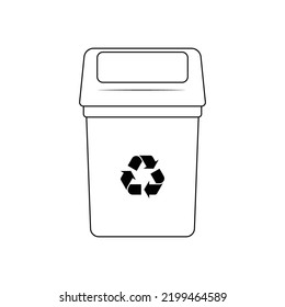 Recycle Bin Outline Icon Illustration on White Background