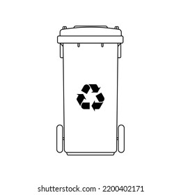 Recycle Bin Outline Icon Illustration on White Background