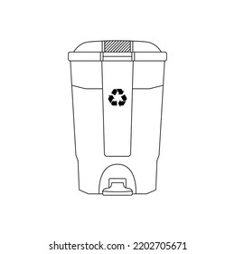 Recycle Bin Outline Icon Illustration on White Background