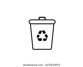 Recycle bin outline icon isolated on white background.