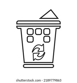 Recycle Bin Outline Icon. Line Art Vector.