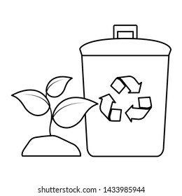 recycle bin plant eco friendly environment vector illustration