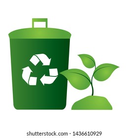 recycle bin plant eco friendly environment vector illustration