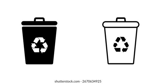 Recycle bin set icon isolated on white background.