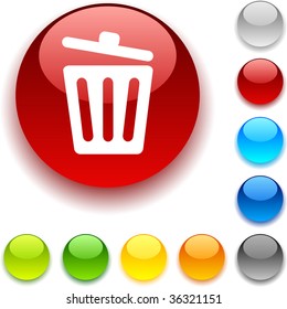  Recycle bin shiny button. Vector illustration.