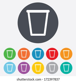 Recycle bin sign icon. Bin symbol. Round colourful 11 buttons. Vector