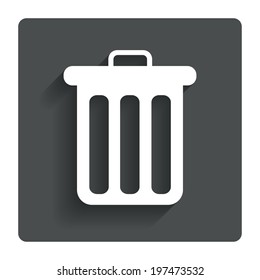 Recycle bin sign icon. Bin symbol. Gray flat button with shadow. Modern UI website navigation. Vector
