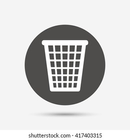 Recycle bin sign icon. Bin symbol. Gray circle button with icon. Vector