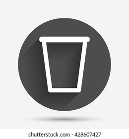 Recycle bin sign icon. Bin symbol. Circle flat button with shadow. Vector