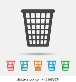 Recycle bin sign icon. Bin symbol. Graphic element on white background. Colour clean flat recycle bin icons. Vector
