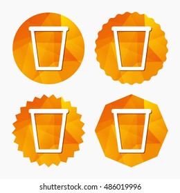 Recycle bin sign icon. Bin symbol. Triangular low poly buttons with flat icon. Vector