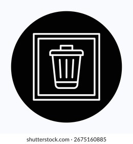 Icono del Vector de la muestra de la papelera de reciclaje, icono aislado del estilo circular del Vector,