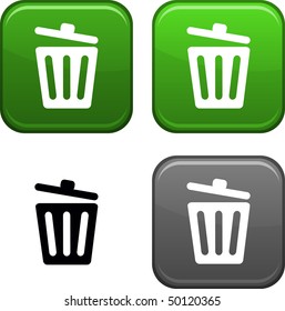 Recycle bin square buttons. Black icon included.