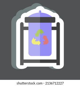 Recycle Bin Sticker in trendy isolated on black background