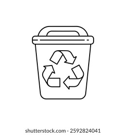 Recycle Bin Thin Line Icon – A Symbol Representing Waste Disposal, Recycling, and Environmental Sustainability