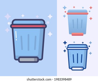 Recycle bin, trash cartoon vector isolated icon Illustration