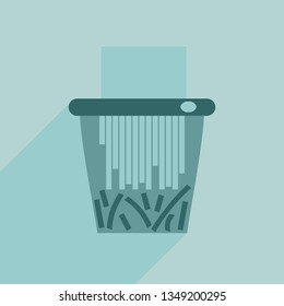 Recycle bin for trash and garbage. Vector flat icon for web. Icon in long shadow.