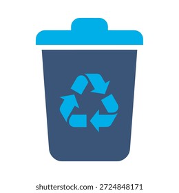 Icono de basura de papelera de reciclaje diseño de Vector plano azul basura símbolo eco contenedor plástico elemento gráfico signo