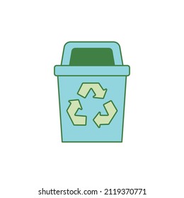 Recycle Bin trash icon in color icon, isolated on white background 