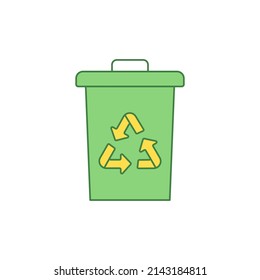 Recycle Bin trash icon in color icon, isolated on white background 