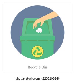 Concepto de icono de papelera de reciclaje y papelera de basura