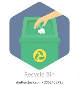 Recycle Bin and trash bin icon concept